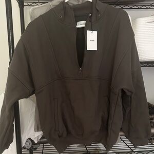 Dark olive green Half-Zip Hoodie Joah brown s/m
